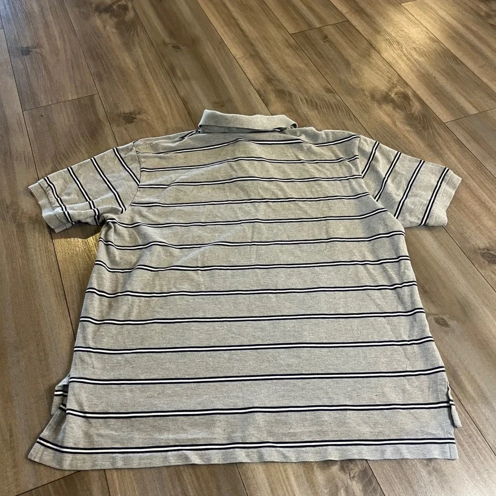 Polo Ralph Lauren Men's 2XB Big Gray Striped Short Sleeve Polo Shirt Bin‎ C-200